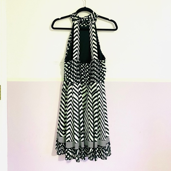 WORN ONCE Black and White Patterned Party Dress - Picture 3 of 3